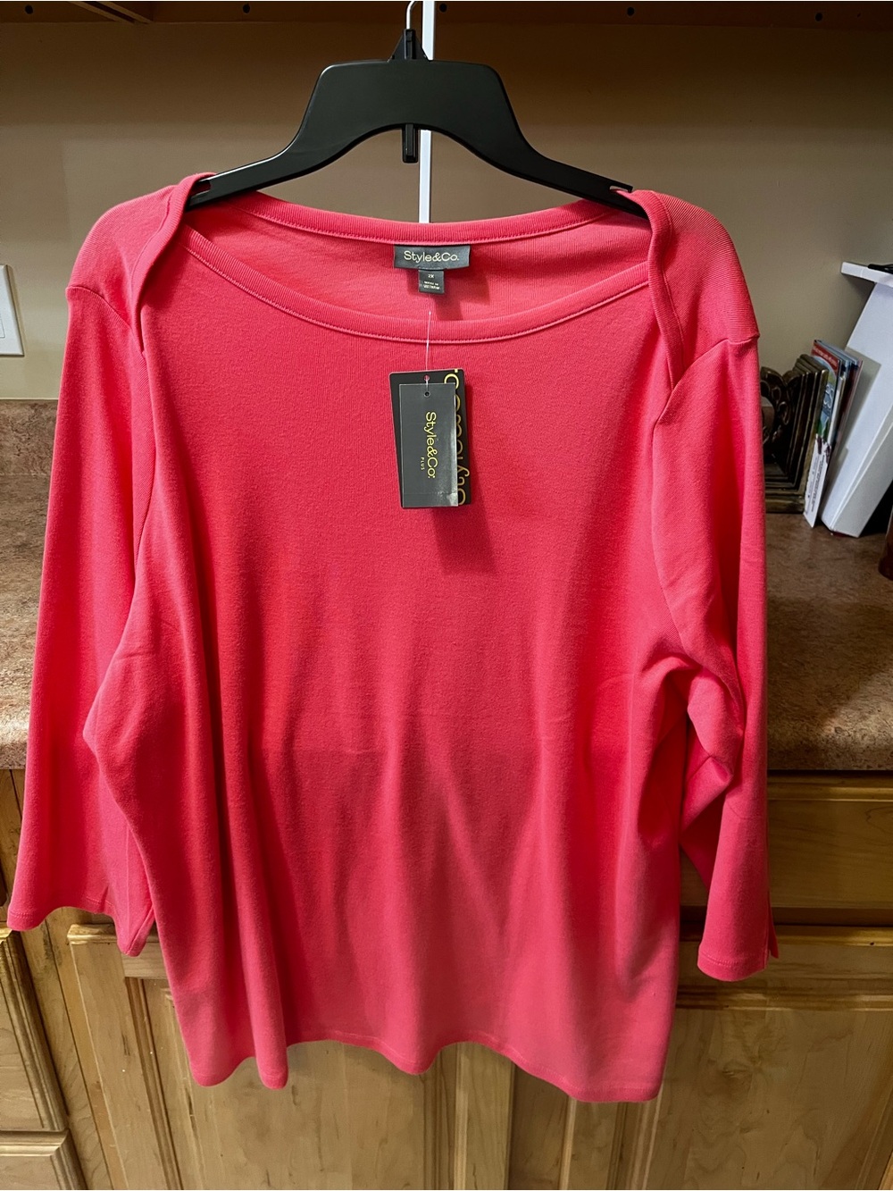 Style & Co. Women's Coral Boatneck Long Sleeve Knit Top